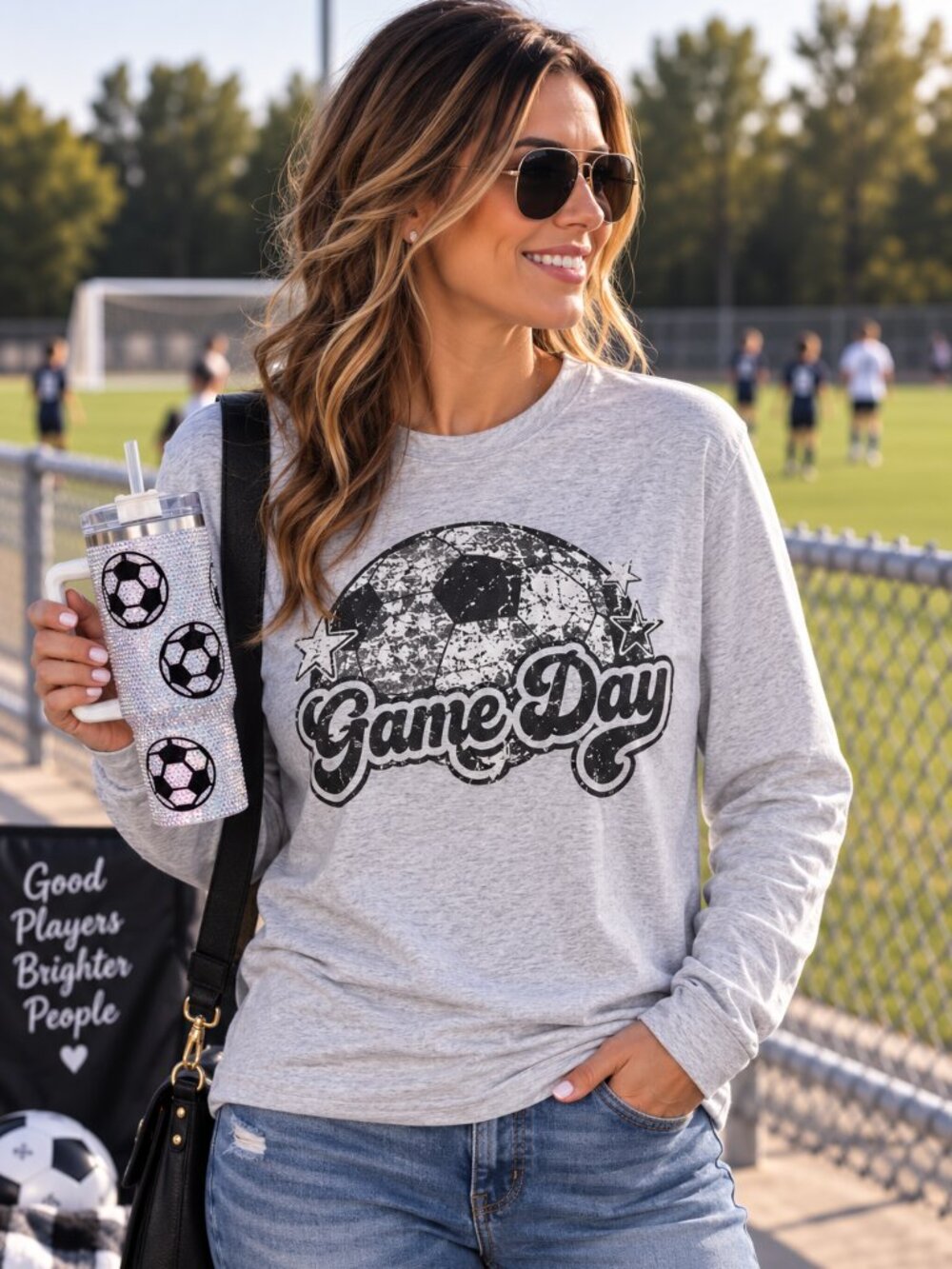 Soccer Game Day Long Sleeve Graphic Tee | Soccer Mom Shirt |